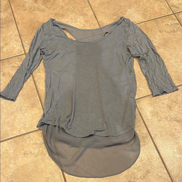 Express Gray Asymmetrical Tunic 3/4 Sleeve - Picture 1 of 3